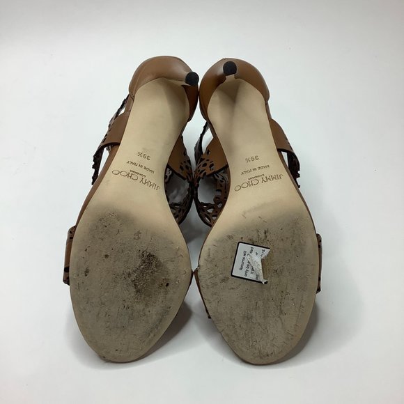 Jimmy Choo Megan T Strap Sandals 39.5 Brown - Picture 4 of 6